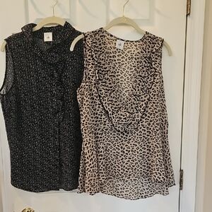 Chico's Black and Cream Leopard Print Blouses